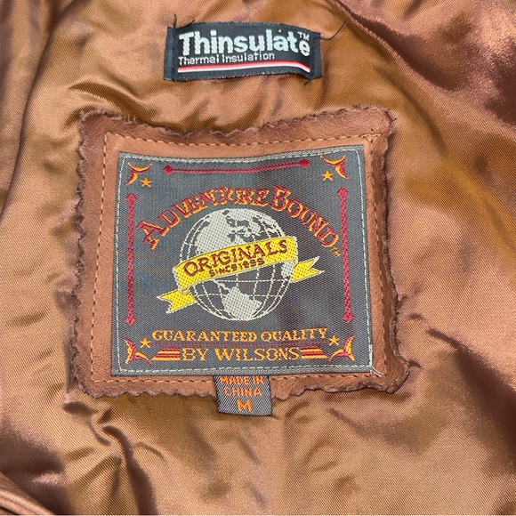 Vintage Wilson’s Brown leather bomber jacket men’s M THINSULATE Adventure Bound - Picture 6 of 9